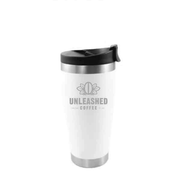 Unleashed Coffee Adventure Tumbler: Chalk with Unleashed Coffee Logo