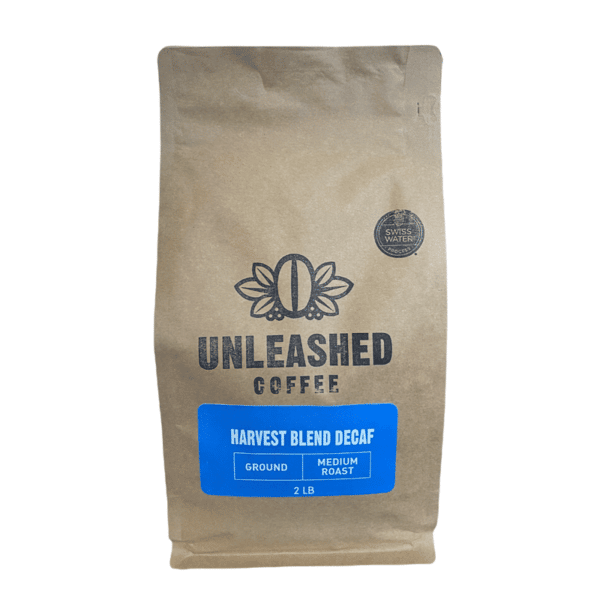 Unleashed Coffee: Harvest Blend Decaf, Our Medium Roast Ground Coffee (Bag)