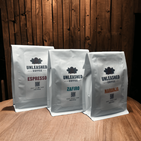 Unleashed Coffee: Select Sampler Includes Naranjo, Zafiro and Espresso Coffees